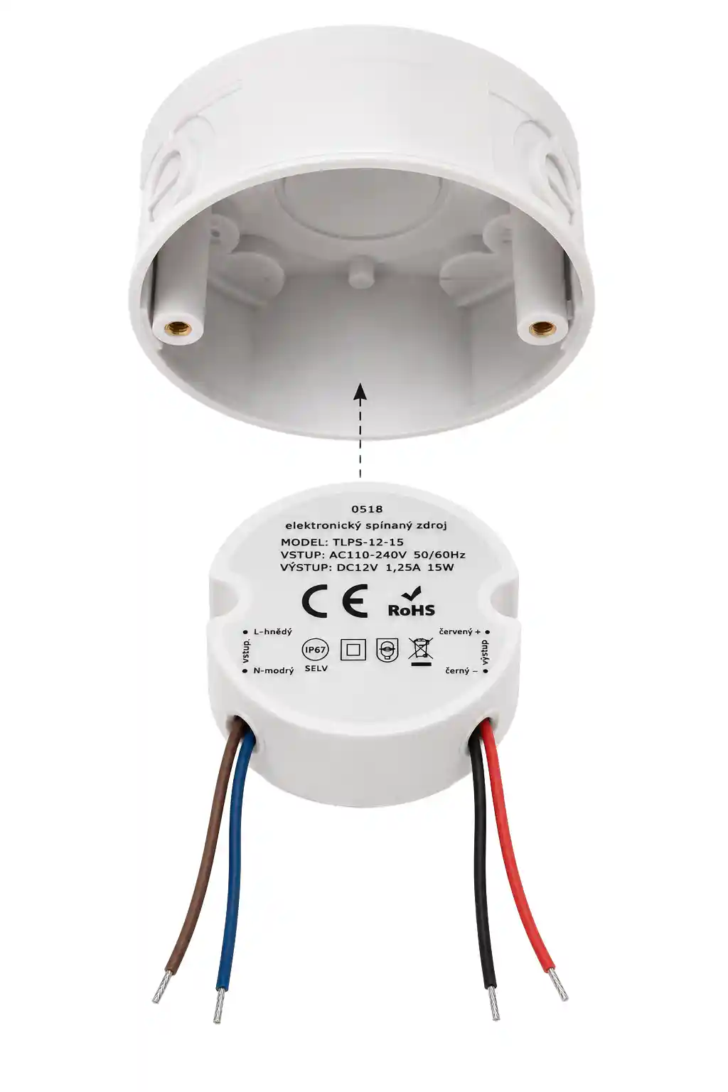 Výkonová rezerva LED zdroje 12V 15W KU68 s doporučeným trvalým zatížením do 12W